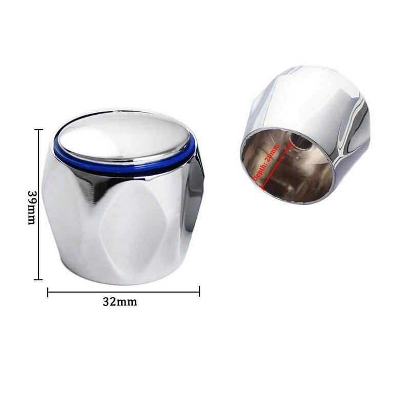 Hot Cold Faucet Tap Handle Knob Universal Replacement Handle Silver Tone Red+Blue 2Pcs/Set Faucet Handle Bathroom Accessories