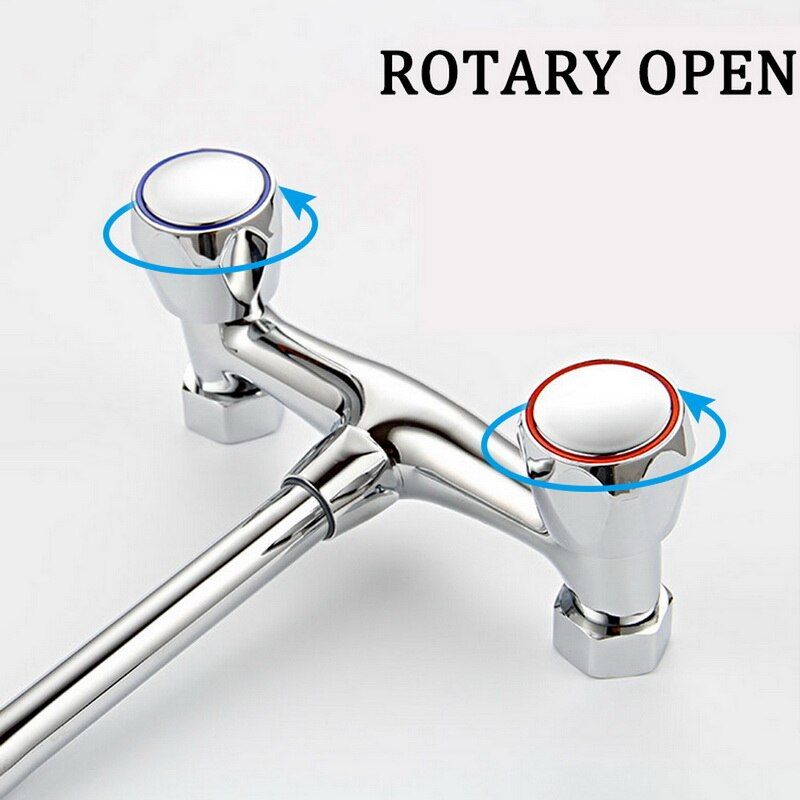 Hot Cold Faucet Tap Handle Knob Universal Replacement Handle Silver Tone Red+Blue 2Pcs/Set Faucet Handle Bathroom Accessories