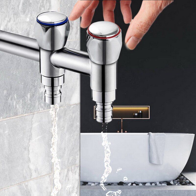 Hot Cold Faucet Tap Handle Knob Universal Replacement Handle Silver Tone Red+Blue 2Pcs/Set Faucet Handle Bathroom Accessories