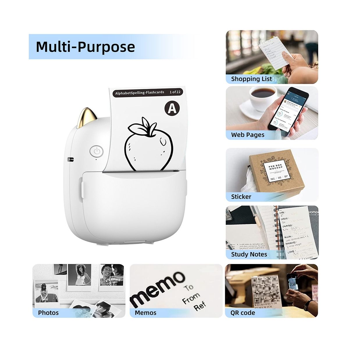 Mini Thermal Label Printer Smart Portable Photo Printer
