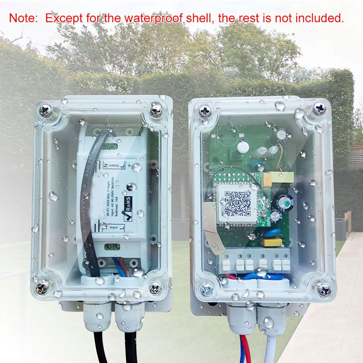IP66 Waterproof Junction Box Plastic Cable Wire Connector Gland Case Water-resistant Shell Support Sonoff Basic/RF/Dual/Pow for Xmas Tree Lights and Other Application Scenarios