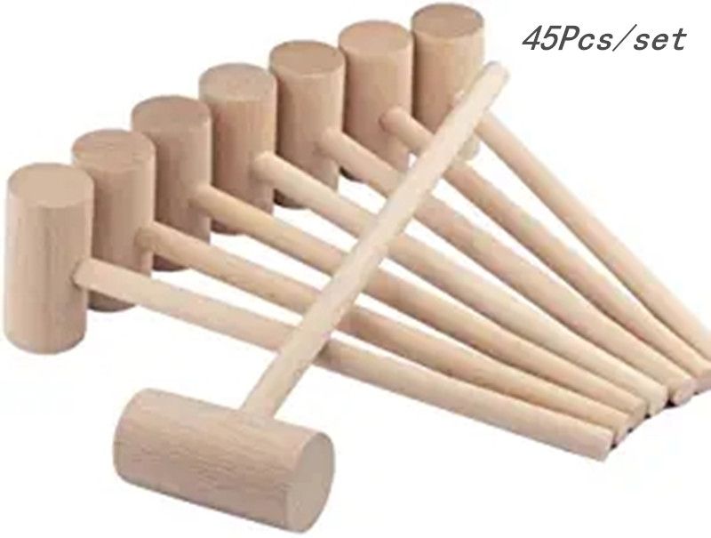 45Pcs Mini Wooden Hammers Toy For Kids