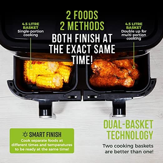 Vortx Duo Basket Air Fryer With Smart Finish - 2600w- 9L