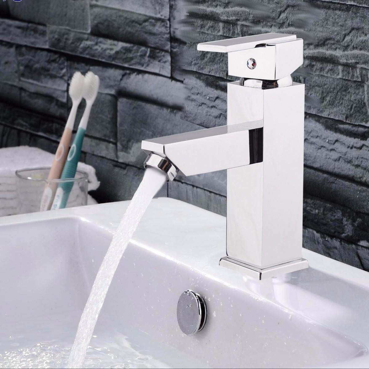 Chrome Polished Hot/Cold Mixer Sink Water Tap Basin Bathroom Wash Handle Faucet