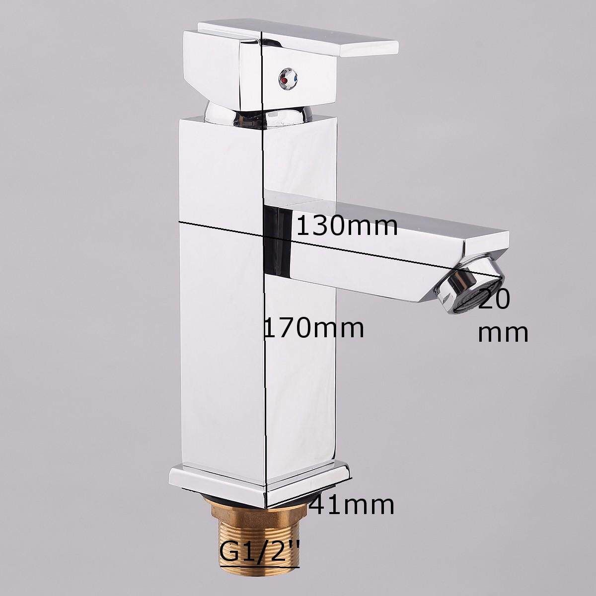 Chrome Polished Hot/Cold Mixer Sink Water Tap Basin Bathroom Wash Handle Faucet
