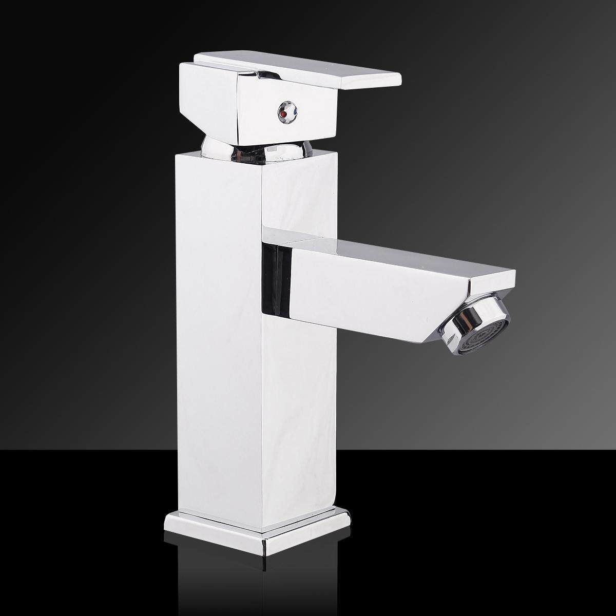 Chrome Polished Hot/Cold Mixer Sink Water Tap Basin Bathroom Wash Handle Faucet