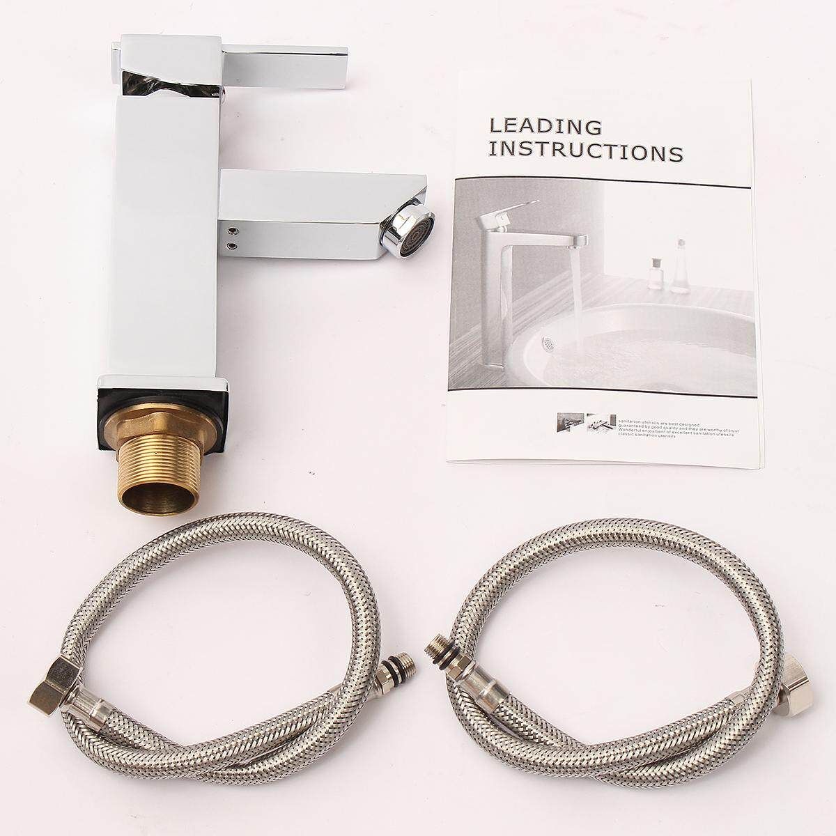 Chrome Polished Hot/Cold Mixer Sink Water Tap Basin Bathroom Wash Handle Faucet