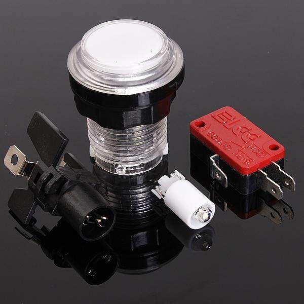 Arcade Video Game Round Push Button LED Lighted Illuminated Lamp 5 / 12v (White) White