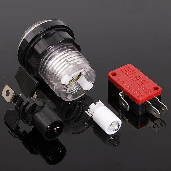 Arcade Video Game Round Push Button LED Lighted Illuminated Lamp 5 / 12v (White) White