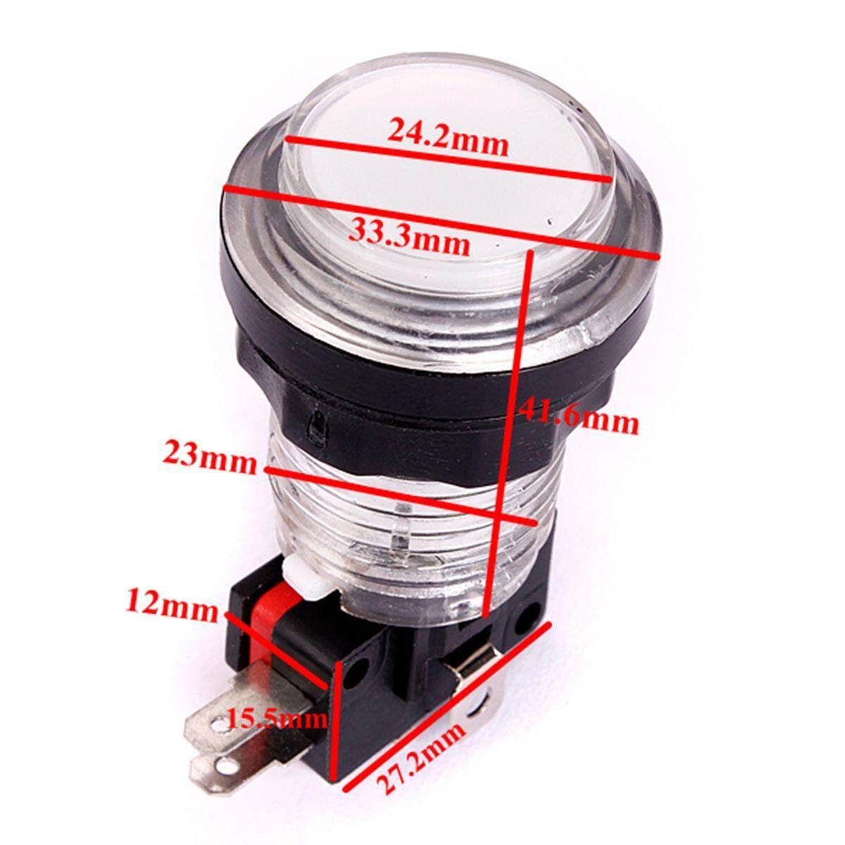 Arcade Video Game Round Push Button LED Lighted Illuminated Lamp 5 / 12v (White) White
