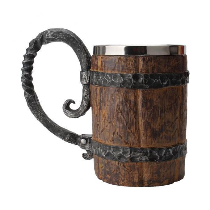 4x Stainless Steel Mug Imitated Wood  Coffee Cup Christmas Cup Ram