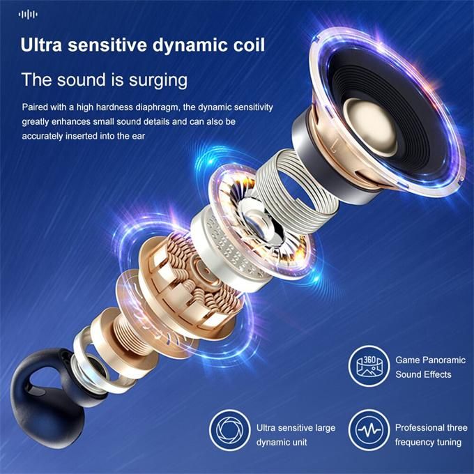 Ear clip bone conduction headphones wireless earbuds 8D surround sound bass sports headphones with microphone