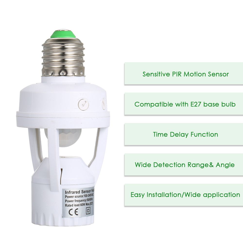 Sensitive PIR Motion Sensor E27 LED Bulb Base Socket