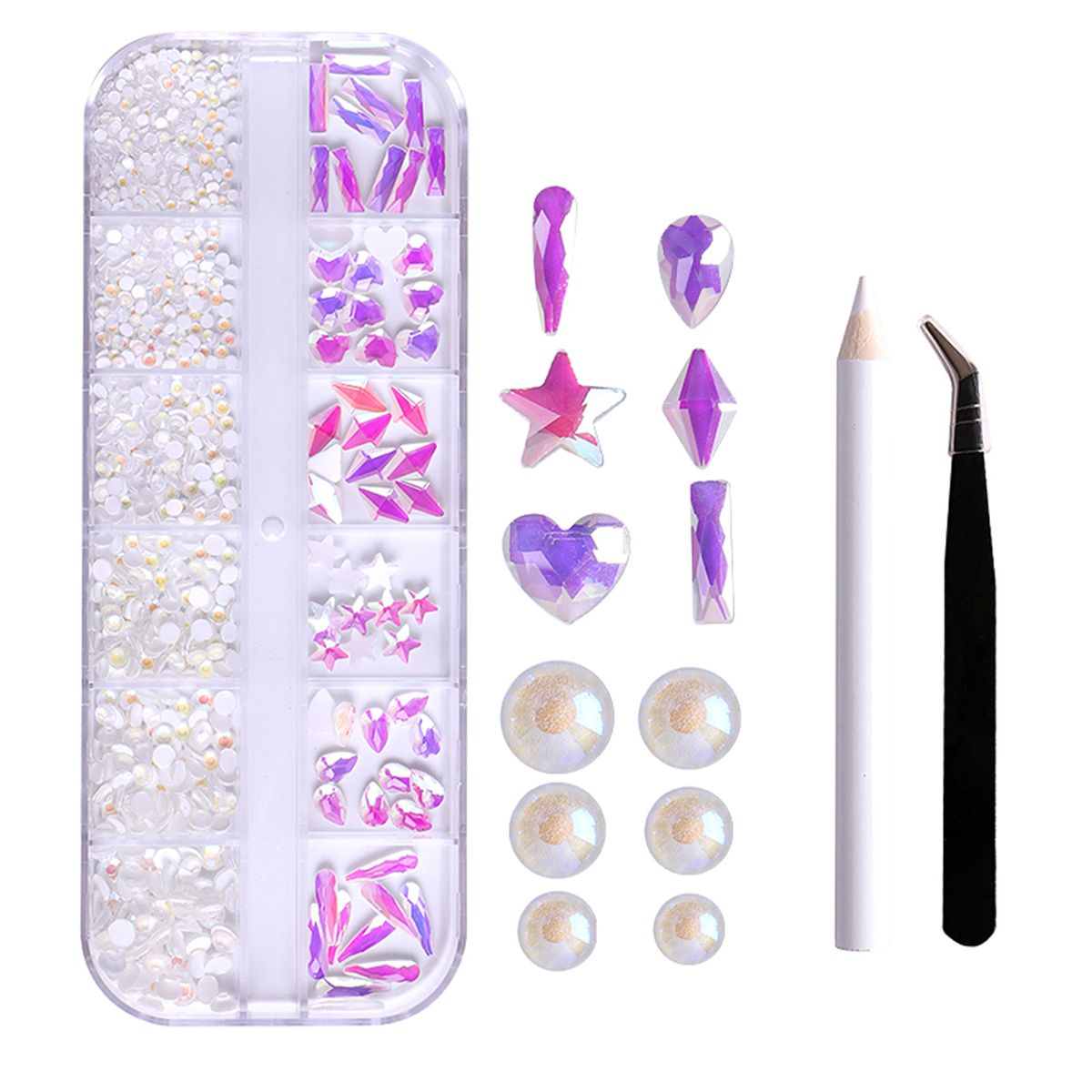 12-Grid Flat Diamonds Special-shaped Diamonds Manicure Tools