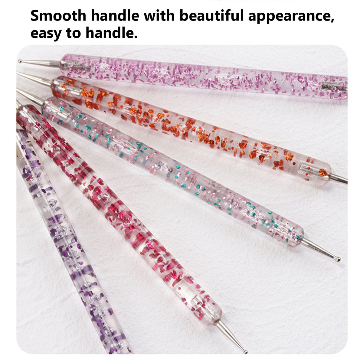 5Pcs/Set Nail Art Dotting Pen Painting Acrylic Handle Rhinestones Crystal Pens