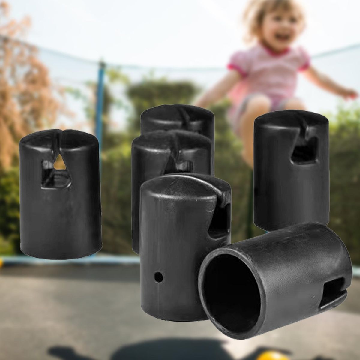1 Set Trampoline Enclosure Pole Caps Trampoline Enclosure Pole Safety Caps with Screws