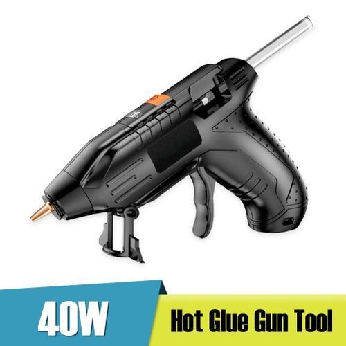 40W Hot Melt Glue Gun+Glue Sticks(10/40pcs) Set Cordless Rechargeable Hot Glue Applicator Home Improvement Craft Kit DIY Tools