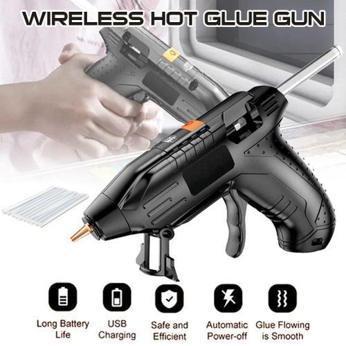 40W Hot Melt Glue Gun+Glue Sticks(10/40pcs) Set Cordless Rechargeable Hot Glue Applicator Home Improvement Craft Kit DIY Tools