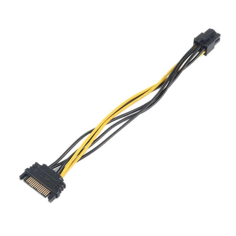 New 15-Pin SATA Power To 6-Pin PCI Express Adapter Cable 20cm 18 Copper Wire Graphics Power Cord Hard Drive Graphics Power Cord