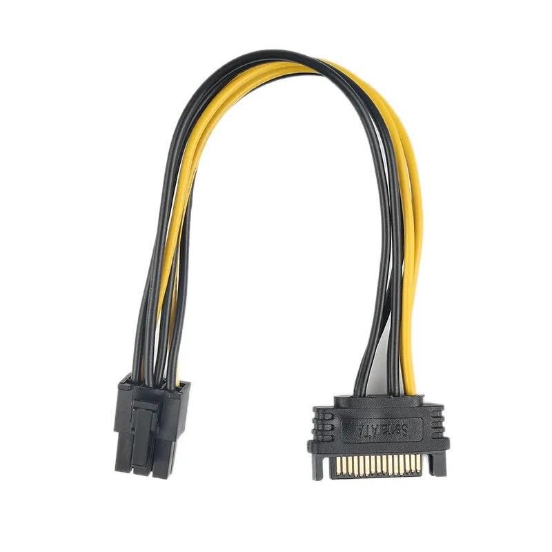 New 15-Pin SATA Power To 6-Pin PCI Express Adapter Cable 20cm 18 Copper Wire Graphics Power Cord Hard Drive Graphics Power Cord
