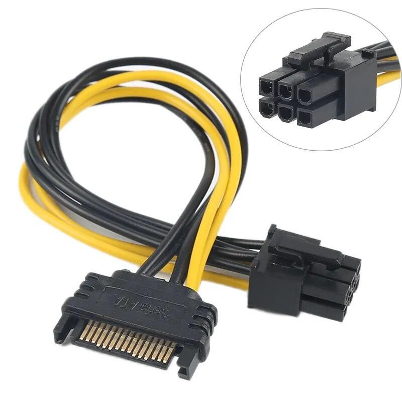 New 15-Pin SATA Power To 6-Pin PCI Express Adapter Cable 20cm 18 Copper Wire Graphics Power Cord Hard Drive Graphics Power Cord