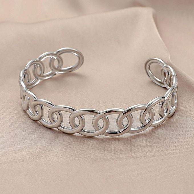 Chain Bracelet Openwork Smooth Surface Bracelet Silver