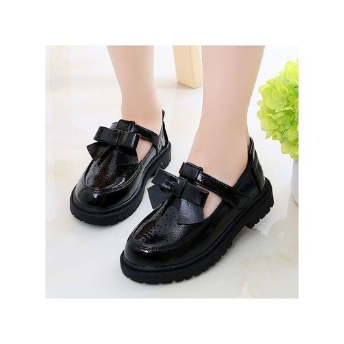 Black Friday Deal Children's Leather Girls Square Bow Single Shoes-Pink
