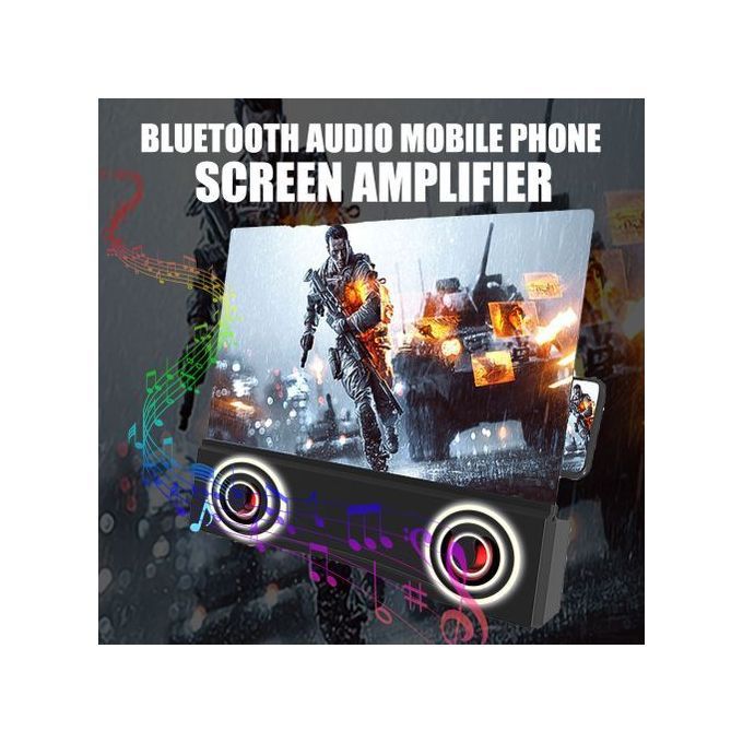 Rechargeable Bluetooth Speaker 3D HD Mobile Phone Magnifier Projector Screen Amplifier Stand 12inch