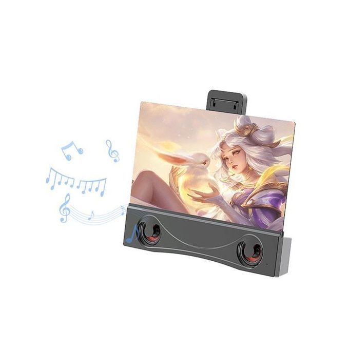 Rechargeable Bluetooth Speaker 3D HD Mobile Phone Magnifier Projector Screen Amplifier Stand 12inch
