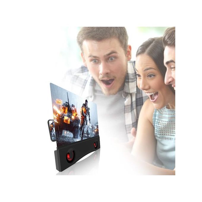 Rechargeable Bluetooth Speaker 3D HD Mobile Phone Magnifier Projector Screen Amplifier Stand 12inch