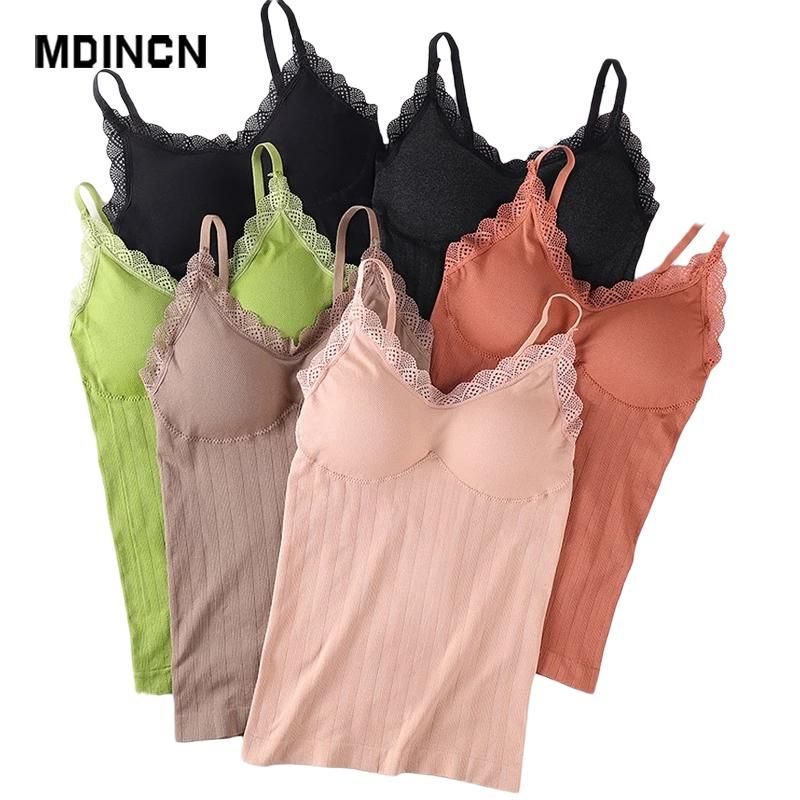 Sleeveless Lace T-shirts Women's Thermal Underwear Women's Top Underwear Sleeveless Padded Camilled For Women
