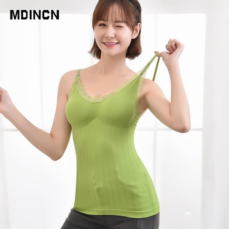 Sleeveless Lace T-shirts Women's Thermal Underwear Women's Top Underwear Sleeveless Padded Camilled For Women