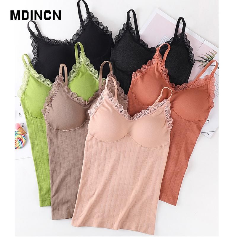 Sleeveless Lace T-shirts Women's Thermal Underwear Women's Top Underwear Sleeveless Padded Camilled For Women