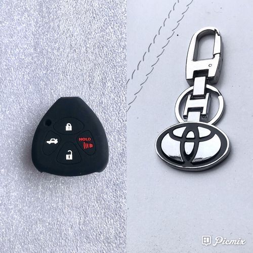 Toyota Key Holder + Black Silicone Remote Shell Case Cover