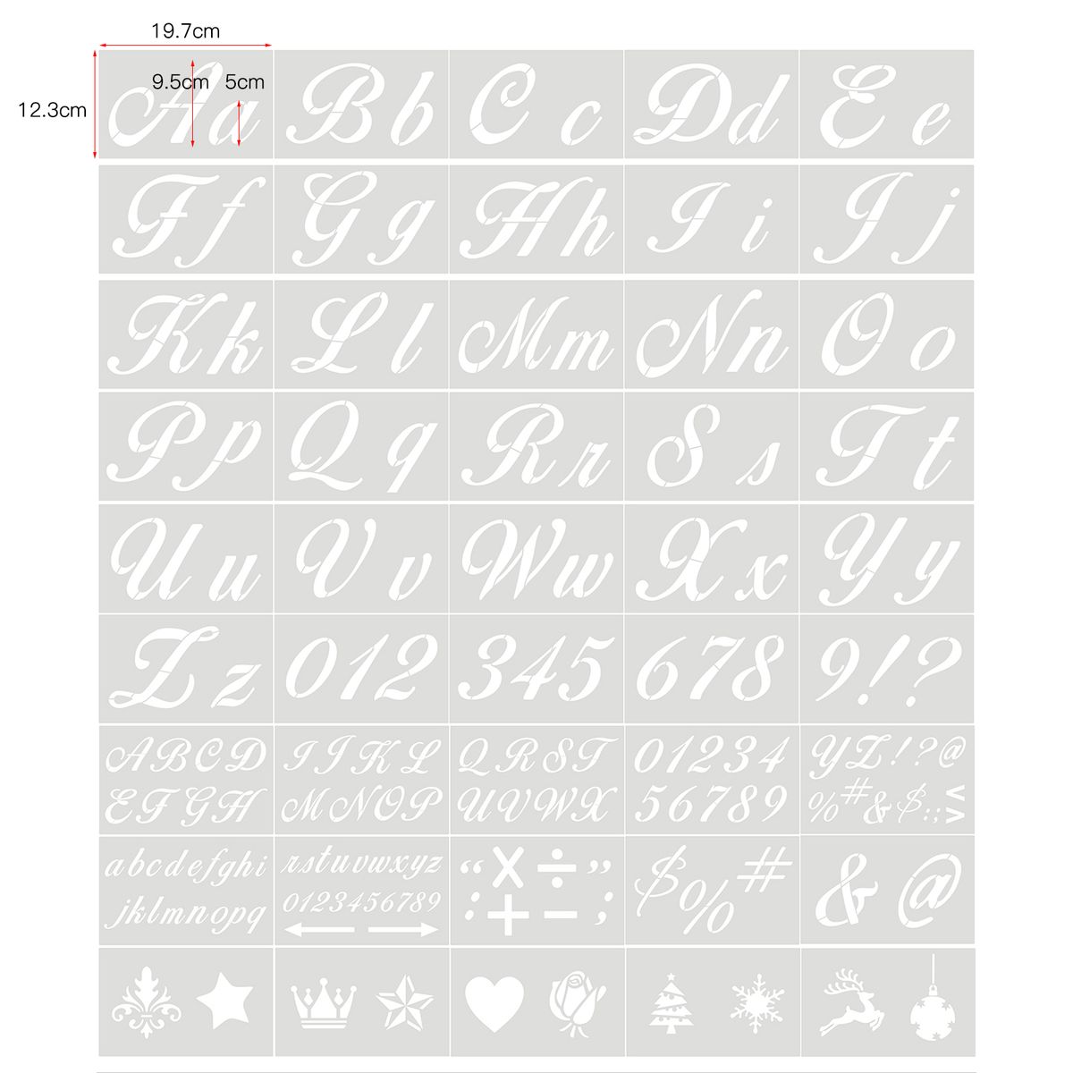 45PCS Stencils Letter And Number Template Reusable Washable