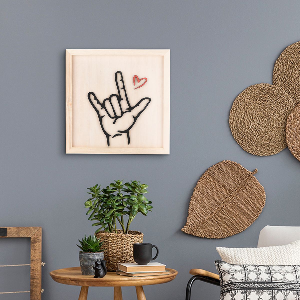 I Love You Sign Language Wooden Photo Frame Love Gesture