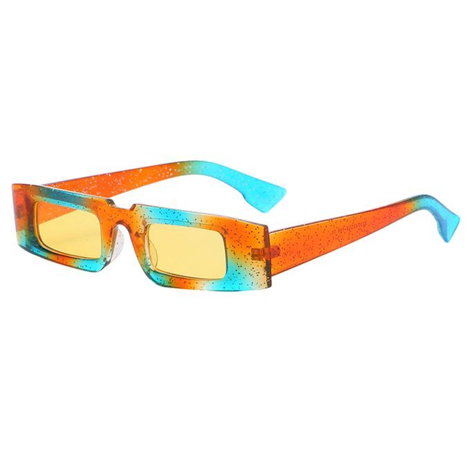 Retro Colorful Rectangle Sunglasses Flat Top Glasses Beach Running