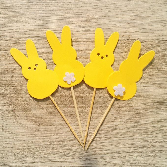 19 PCS Easter Rabbit Cake Flag Cake Topper Cake Cupcake Dess
