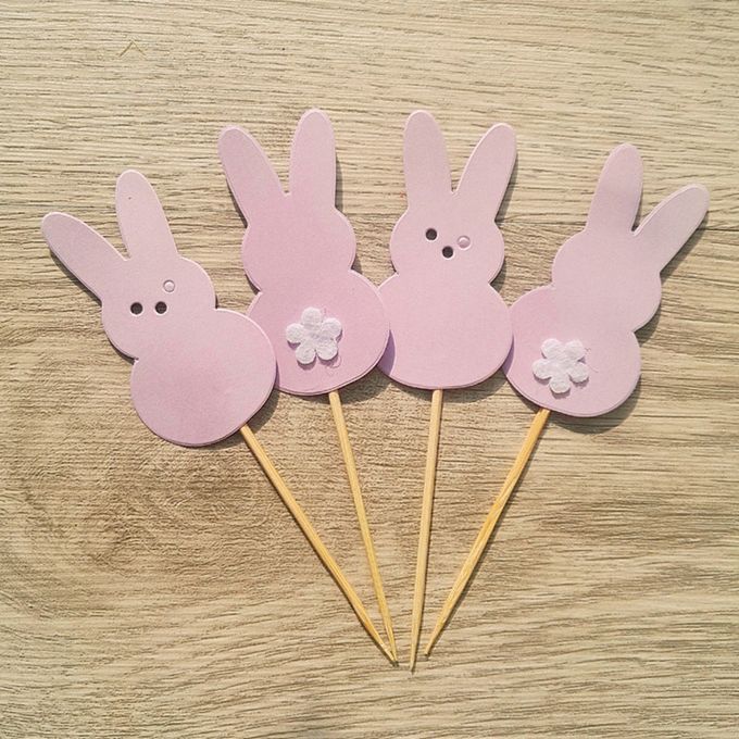 19 PCS Easter Rabbit Cake Flag Cake Topper Cake Cupcake Dess