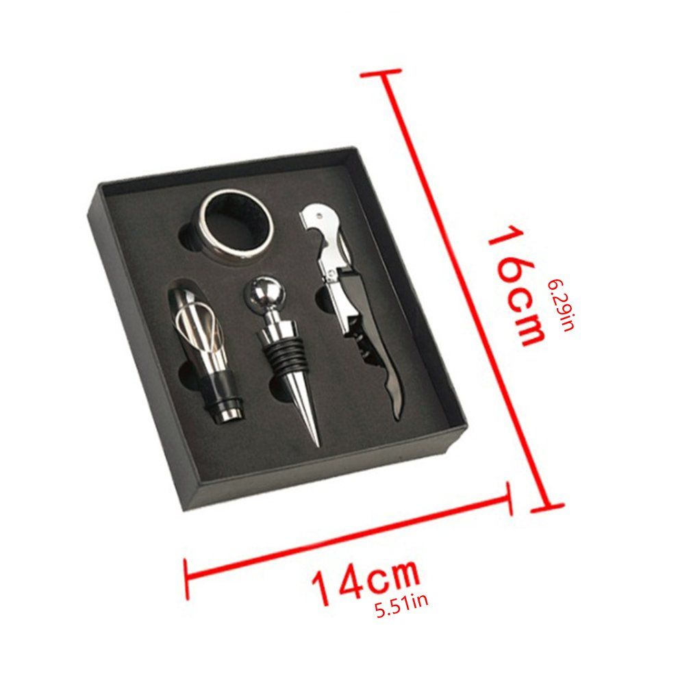 4p S/set Beer Wine Bottle Opener Wine Sto Er  Orks Rew Remover Pourer Wine Bottle  Drop    Ring Pra Ti Al Gift-silver+black