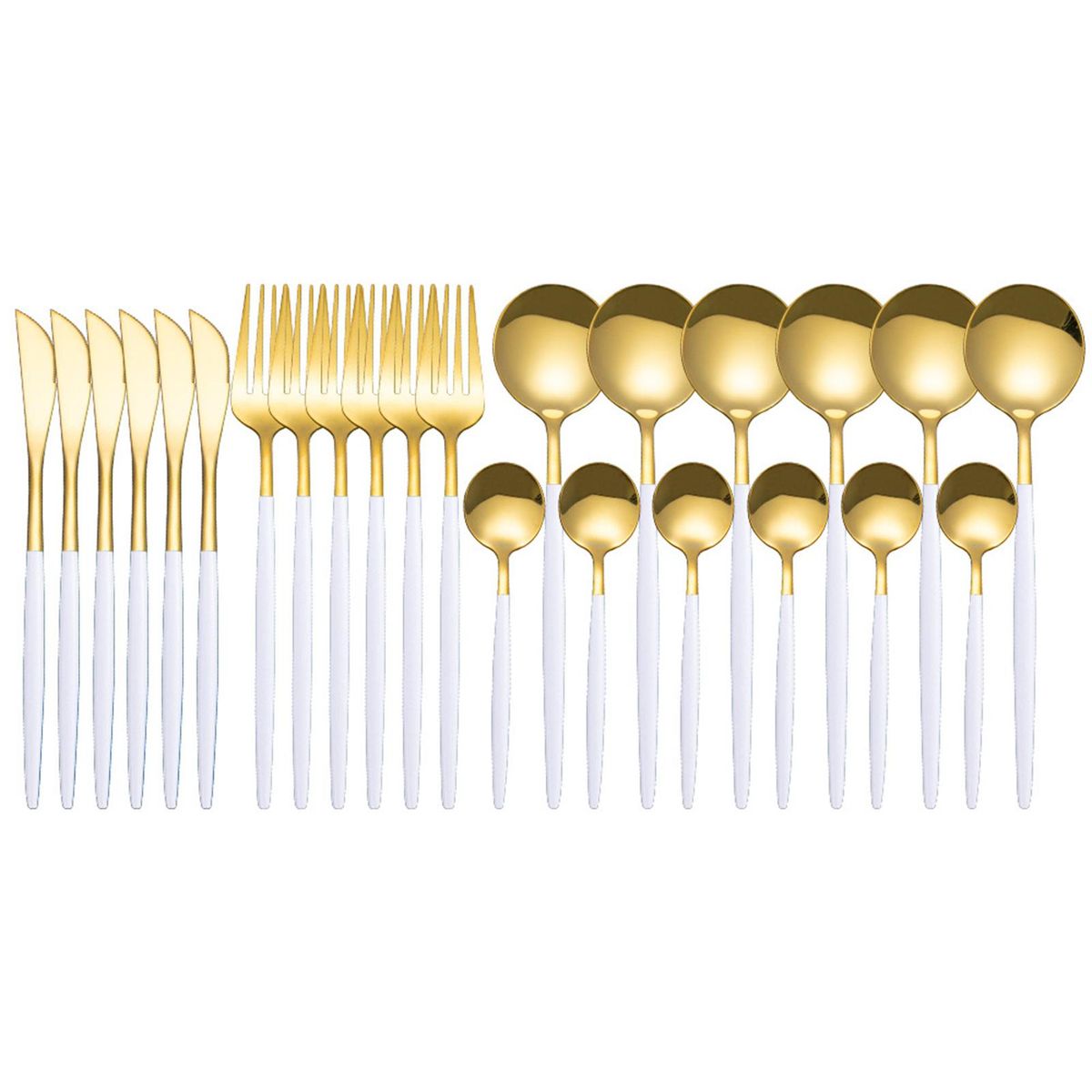 24PCS Stainless Steel Cutlery Set Elegant Mirror Polished