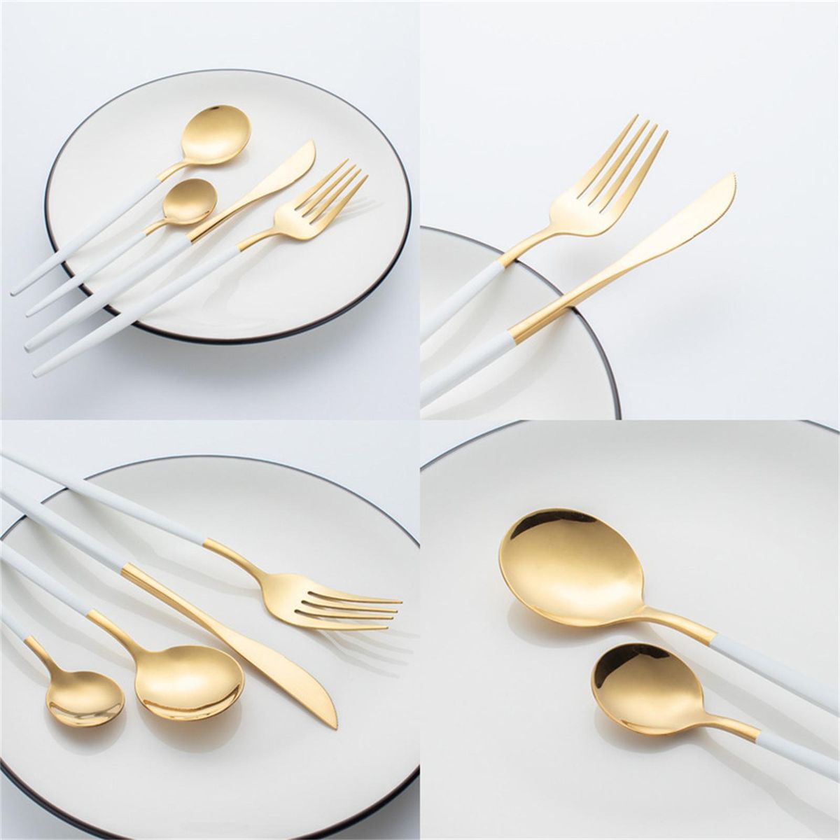 24PCS Stainless Steel Cutlery Set Elegant Mirror Polished
