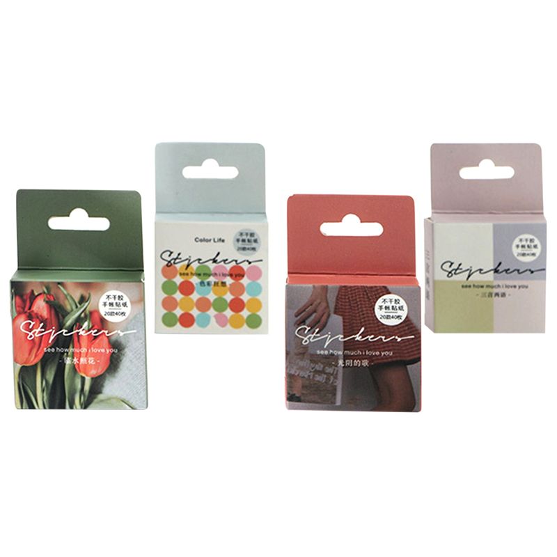 160Pcs Ins Style Dots Flowers Mini Box Stickers Planner