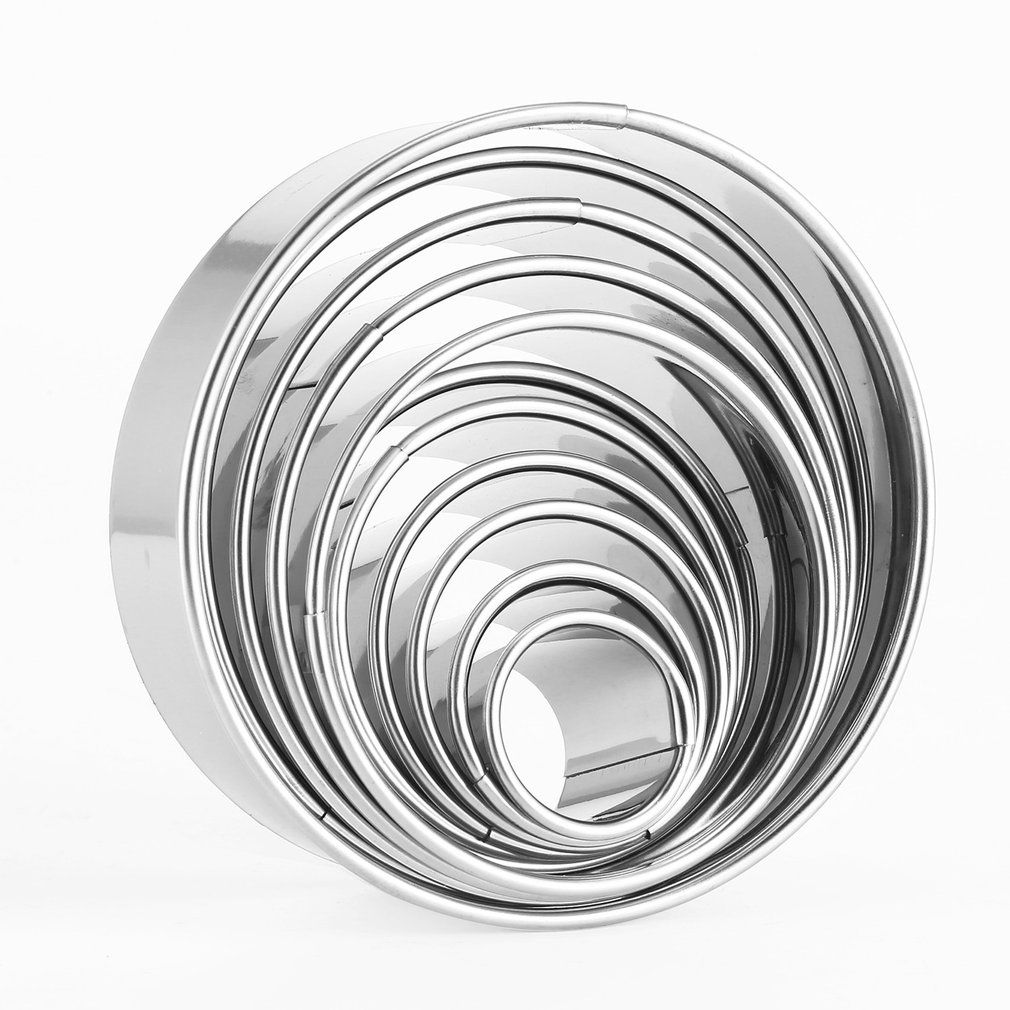 11Pcs/Set Round Shape Cutting Molds Stainless Steel Mousse Cake Ring Mold Biscuit Donuts Cutter Decorating Tools