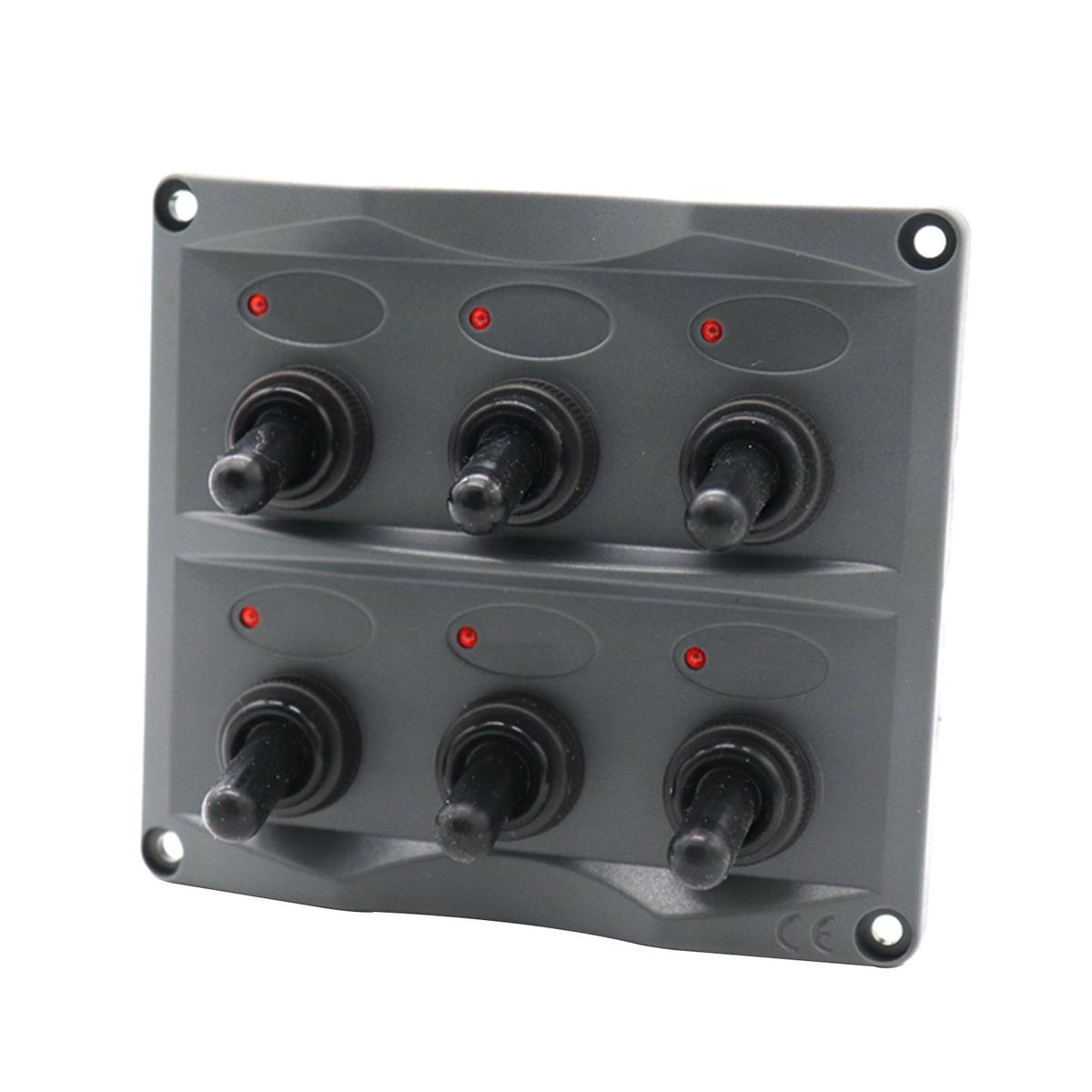 Waterproof 6 Gang Toggle Switch Panel (Dark Gray) LED Indication with 28PCS Assorted Label Stickers