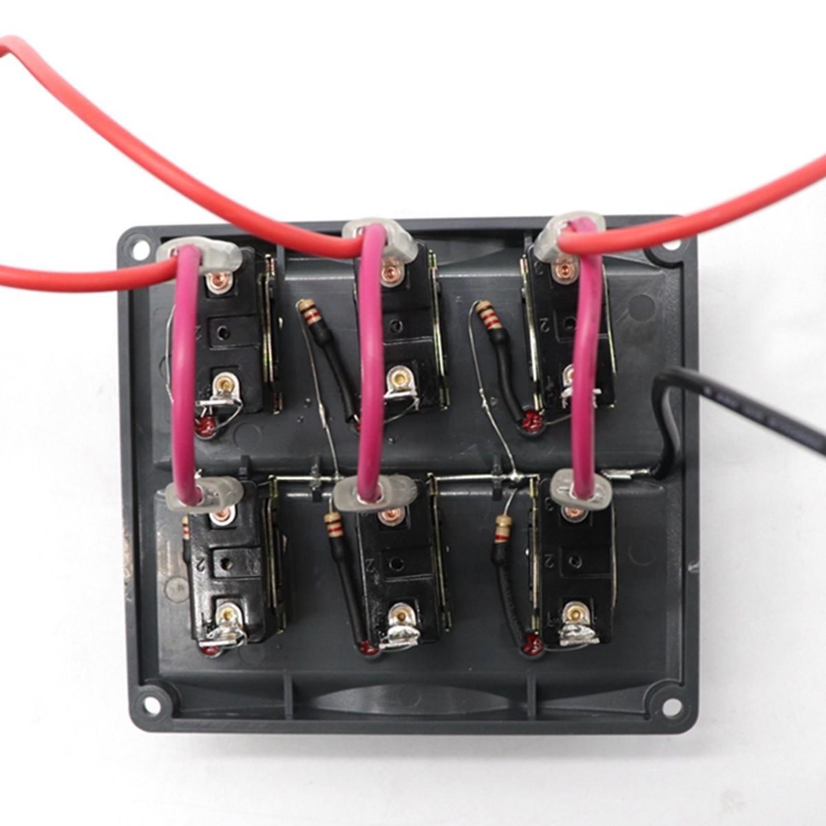 Waterproof 6 Gang Toggle Switch Panel (Dark Gray) LED Indication with 28PCS Assorted Label Stickers