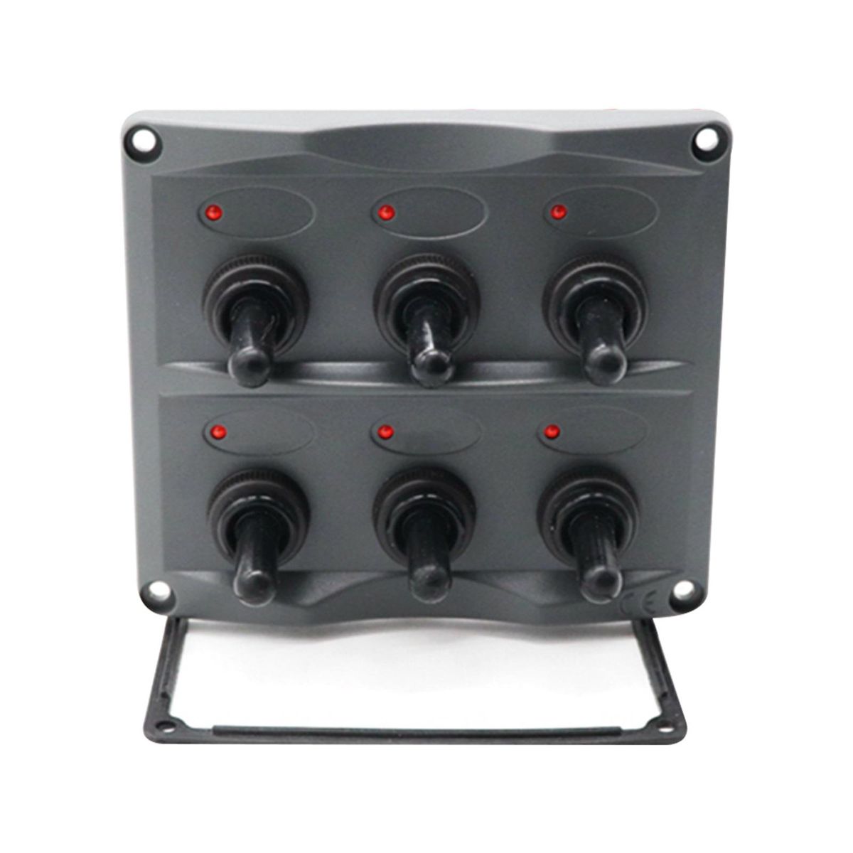 Waterproof 6 Gang Toggle Switch Panel (Dark Gray) LED Indication with 28PCS Assorted Label Stickers