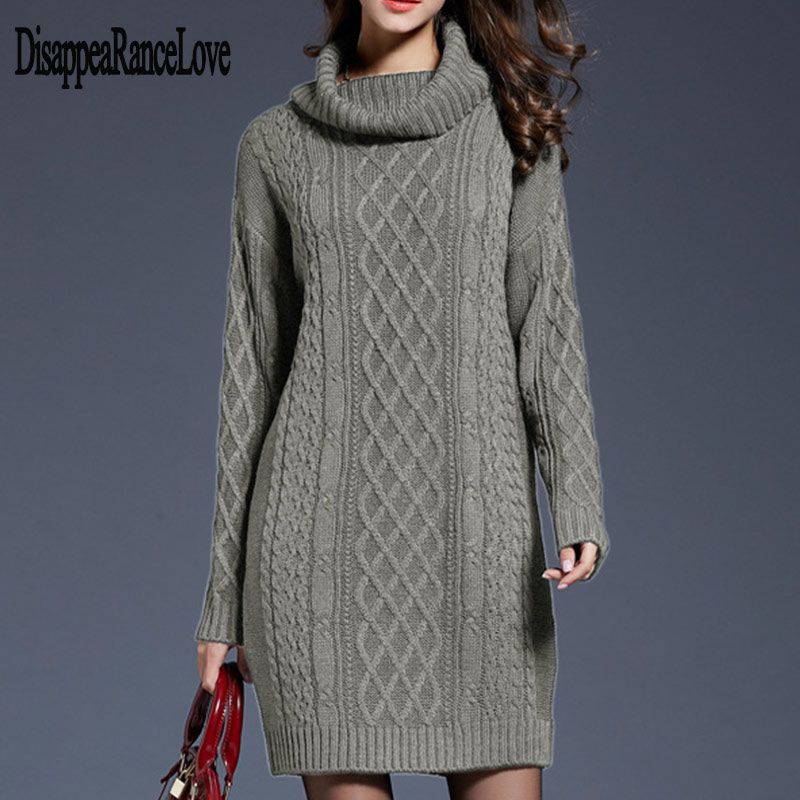 Sweater Dress Women Winter Clothes Loose Long Sleeve Oversize Jumper Shirt Tops Dress Robe Pull 2019 New Autumn Pullover(#White)