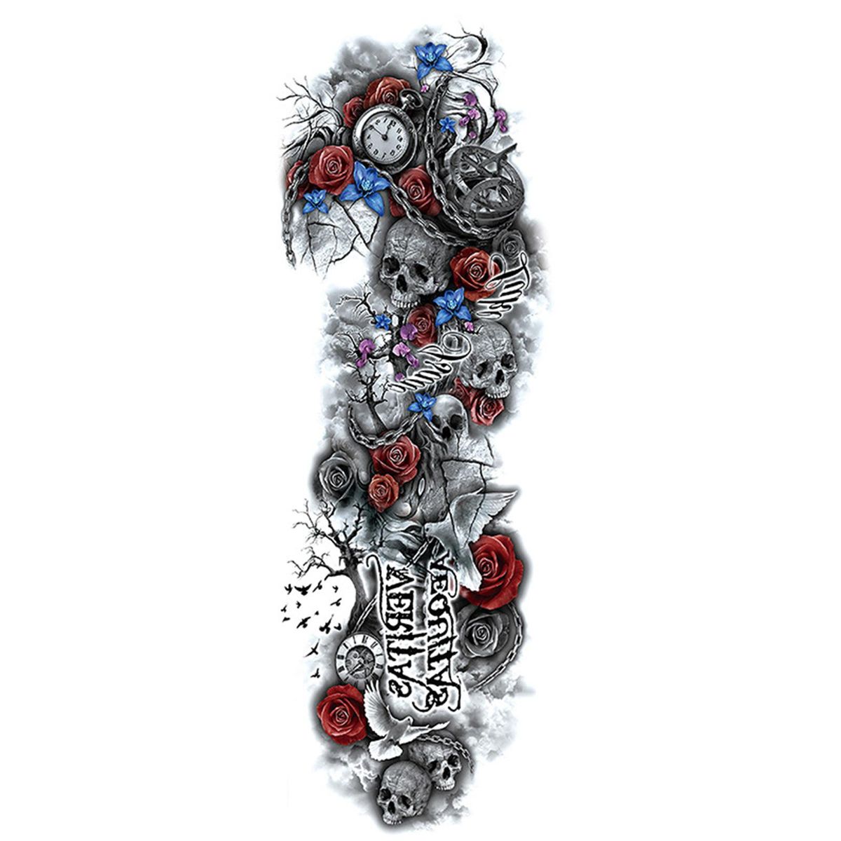 1 Sheet Full Arm Temporary Fake Tattoos Sticker Large Arm Sleeve Tattoo Waterproof Tattoos Large Vine Peony Flower Rose Tattoo Stickers for Men and Women