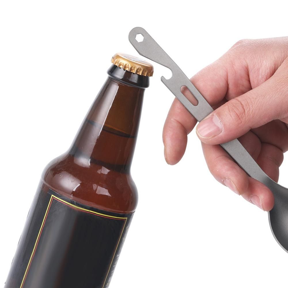 TOMSHOO 4-in-1 Titanium Spork with Spoon Fork Spoon Wrench Bottle Opener Portable Outdoor Cutlery Tableware for Camping Hiking Backpacking Picnics